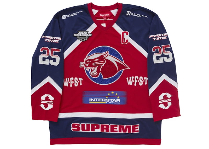 Supreme Men's Rhinestone Hockey Jersey Red, from StockX - Walmart.com