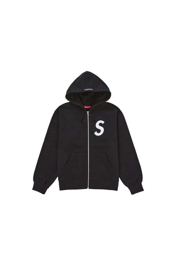 Men's S Logo Zip Up Hooded Sweatshirt (FW25) Black, from StockX