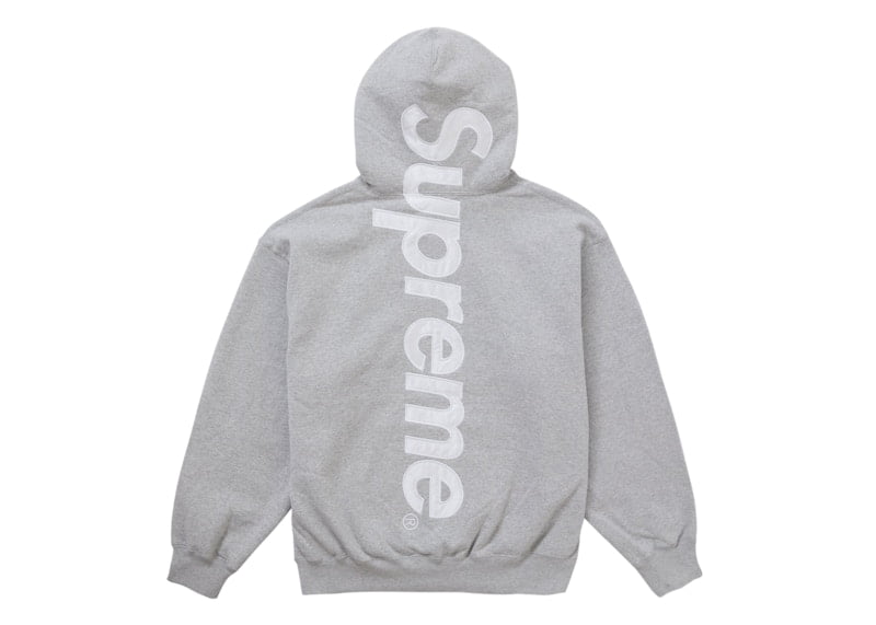 Supreme Men's Satin Applique Hooded Sweatshirt FW24 Heather Grey