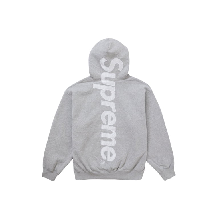 Supreme Men's Satin Applique Hooded Sweatshirt FW24 Heather Grey