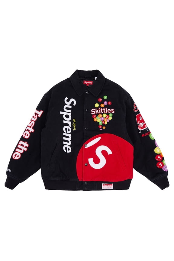 Men's Skittles Mitchell & Ness Varsity Jacket Black, from StockX
