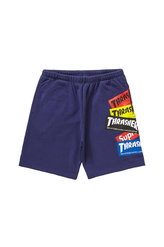 Men's Thrasher Multi Logo Sweatshort Washed Navy, from StockX