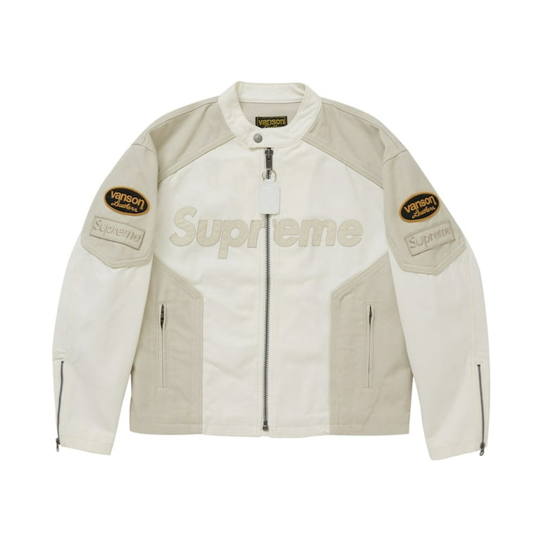 Supreme Men's Vanson Leathers Cordura Cotton Jacket White, from