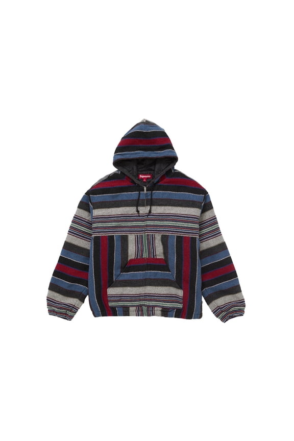 Men's Woven Stripe Hooded Jacket Black, from StockX