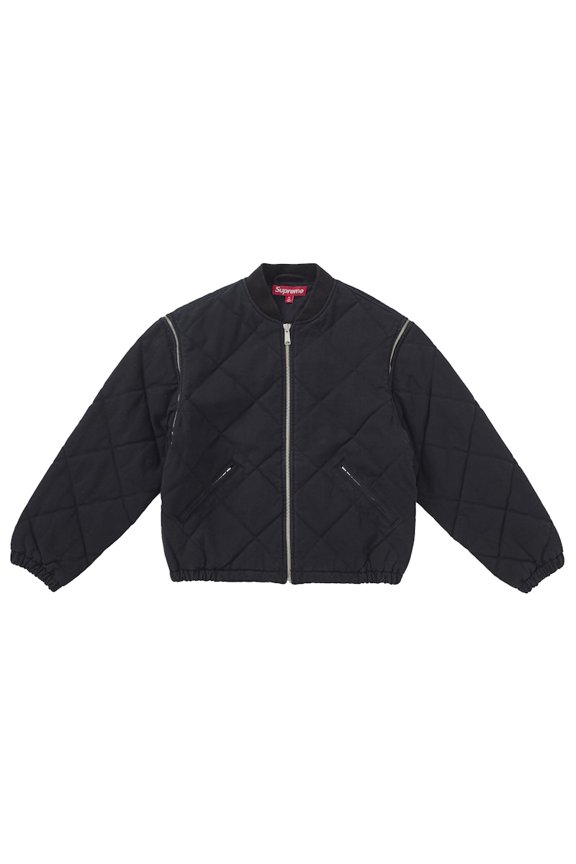 Men's Zip-Off Sleeve Quilted Bomber Jacket Black, from StockX