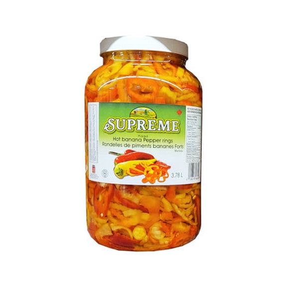 Supreme Pickled Hot Banana Pepper Rings, 3.78L/1 Gallon