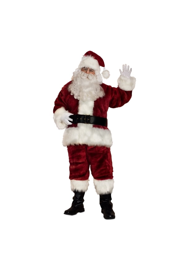 Supreme Santa Claus Suit Costume Outfit for Adult Men, Professional Santa 9PC Costume Set for Christmas, Large