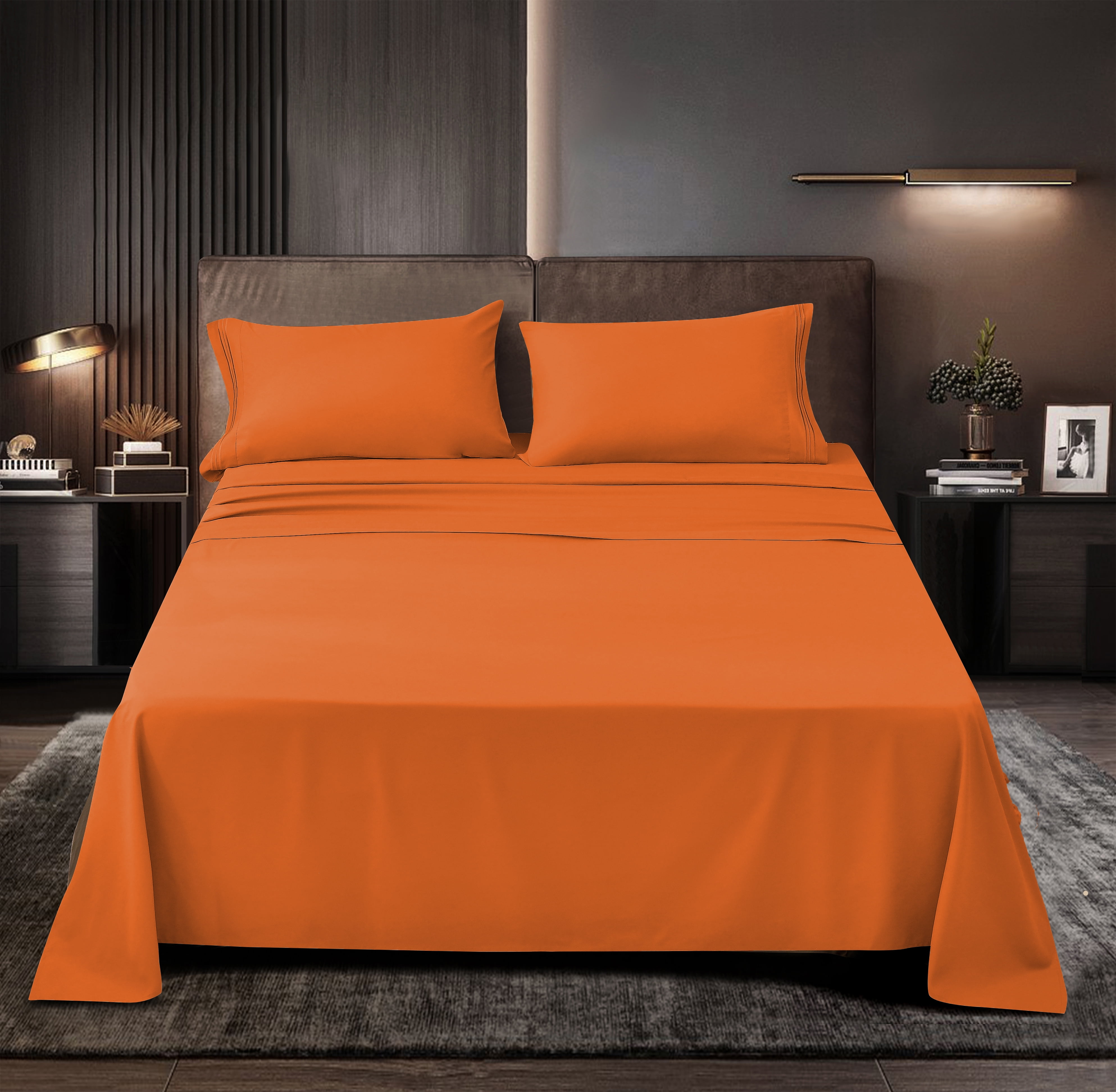 Supreme Series Rayon Made from Bamboo Sheet Set - Wrinkle Free -Softer than Cotton- Deep Pockets - 3 Piece - 1 Fitted Sheet, 1 Flat, 1 Pillowcases Twin XL, Burnt Orange