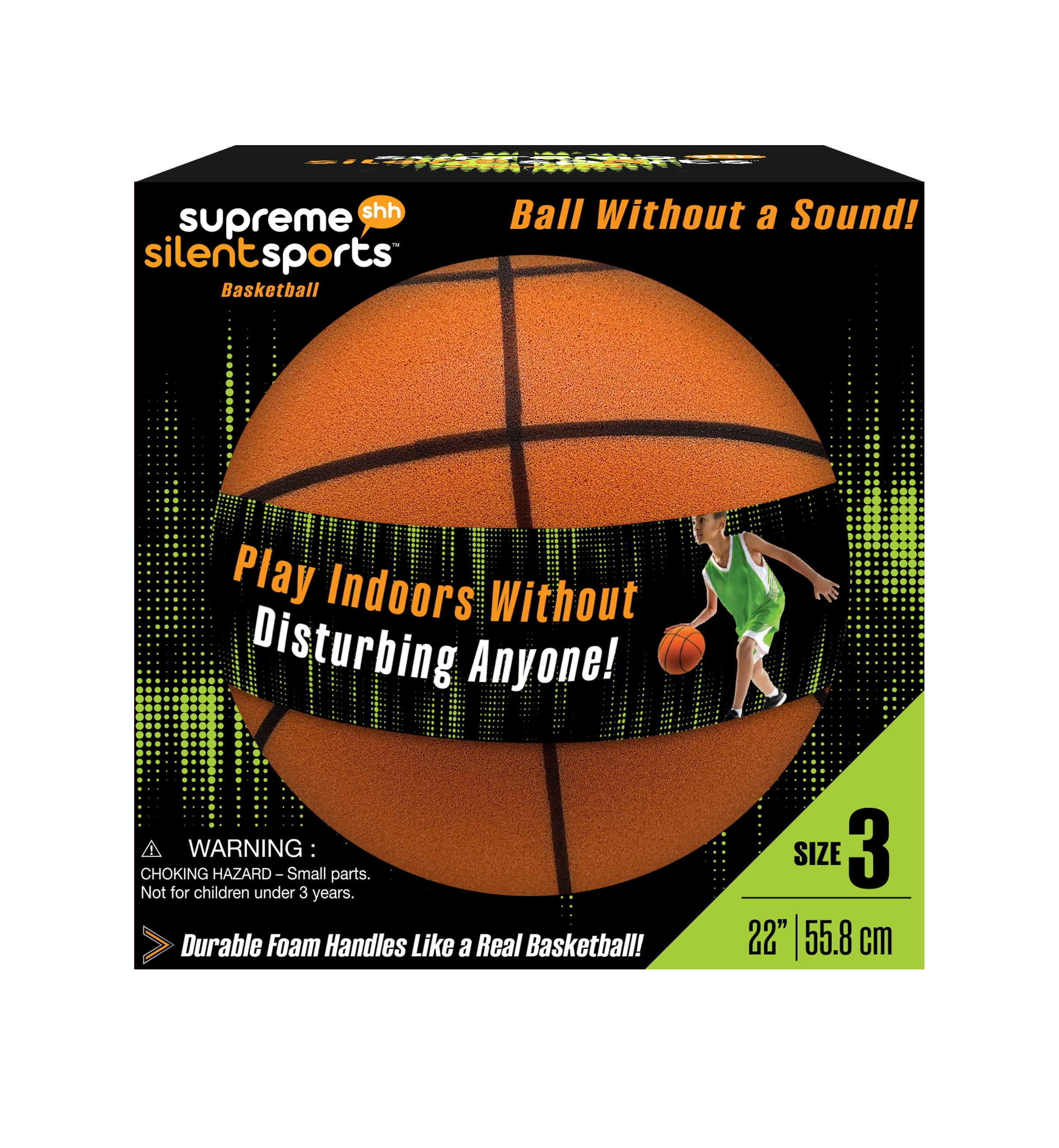 Supreme Silent Hoops Indoor Mini Basketball, Size 3, Premium Foam