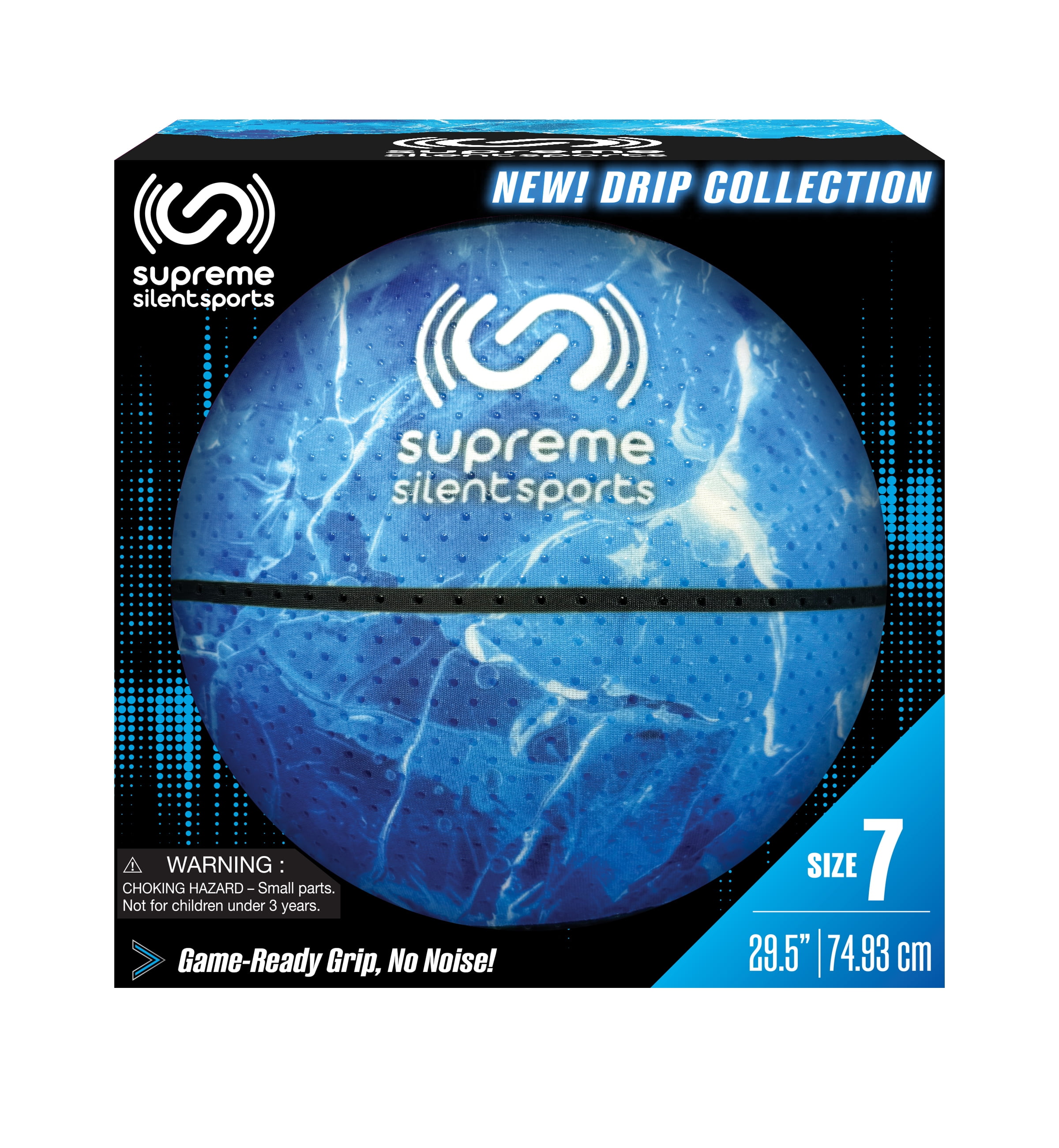 Supreme Silent Sports Size 7 Foam Basketball, Drip Collection, Quiet Indoor/Outdoor Basketball with Rubberized Grip Nodes, Iced Out