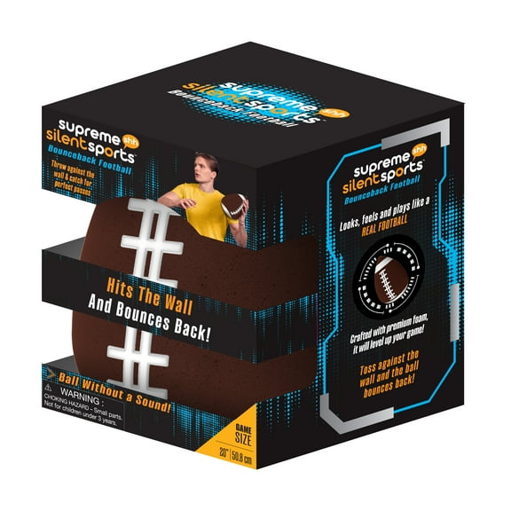 Supreme Silent Sports Indoor Bounceback Football, Game Size 20", Premium Foam