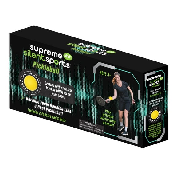 Supreme Silent Sports Pickleball Kit, 2 Durable Foam Handles and 2 Balls