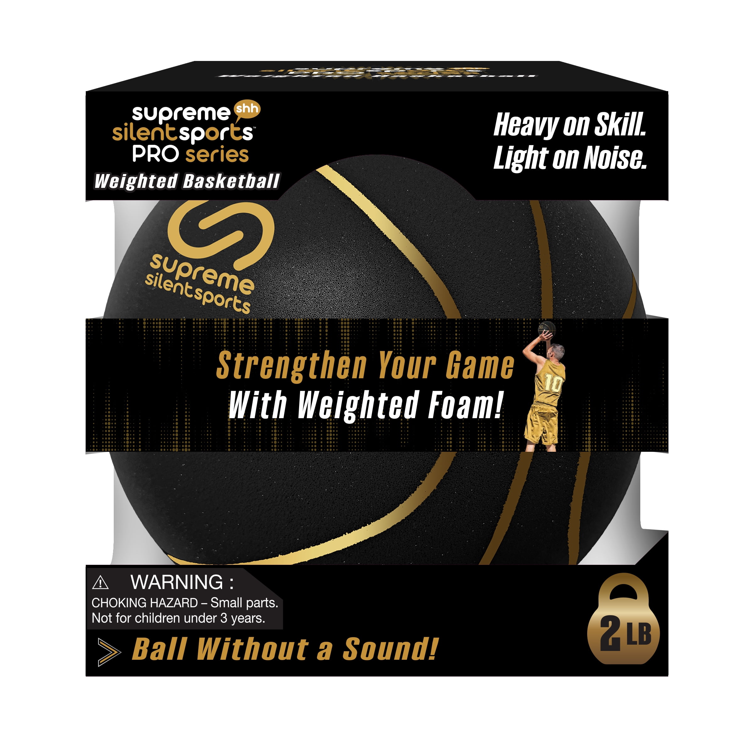 Supreme Silent Sports Pro Weighted Training Basketball, 2 lb Quiet Indoor Dribbling Ball