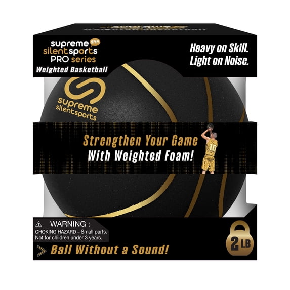 Supreme Silent Sports Pro Weighted Training Basketball, 2 lb Quiet Indoor Dribbling Ball