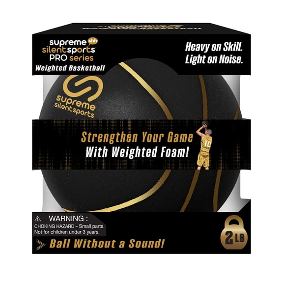 Supreme Silent Sports Pro Weighted Training Basketball, 2 lb Quiet Indoor Dribbling Ball