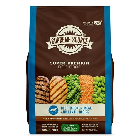 Supreme Source Grain-Free Beef, Chicken Meal & Lentil Recipe Dry Dog Food, 11lb Bag