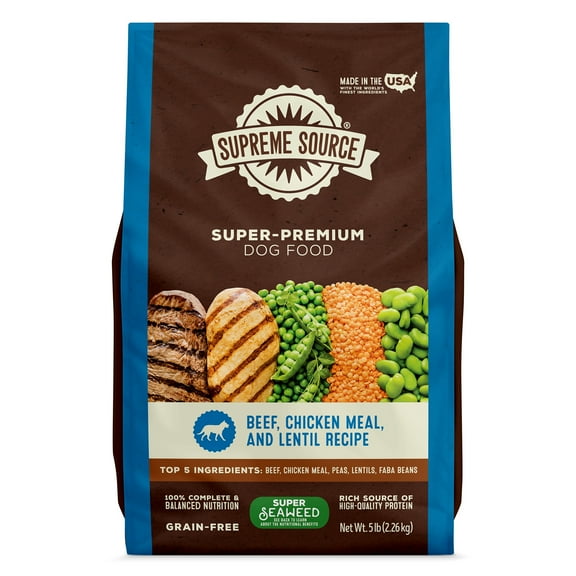 Supreme Source Grain-Free Beef, Chicken Meal & Lentil Recipe Dry Dog Food, 5lb Bag