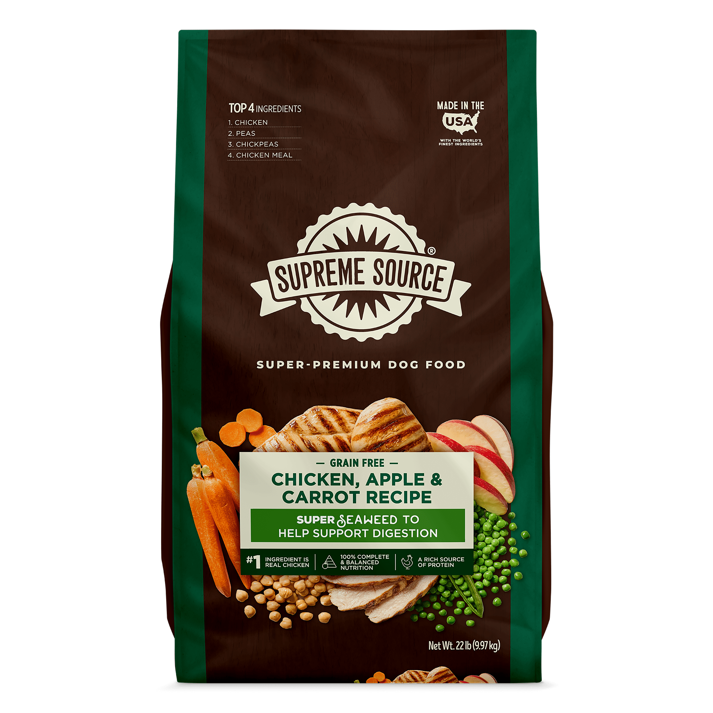 Supreme Source Grain-Free Chicken, Apple & Carrot Recipe Dry Dog Food, 22lb Bag
