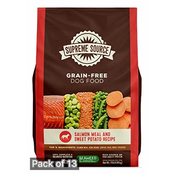 Supreme Source Grain Free Dry Dog Food, Salmon & Sweet Potato Recipe, 22 Pound Bag (Pack of 13)