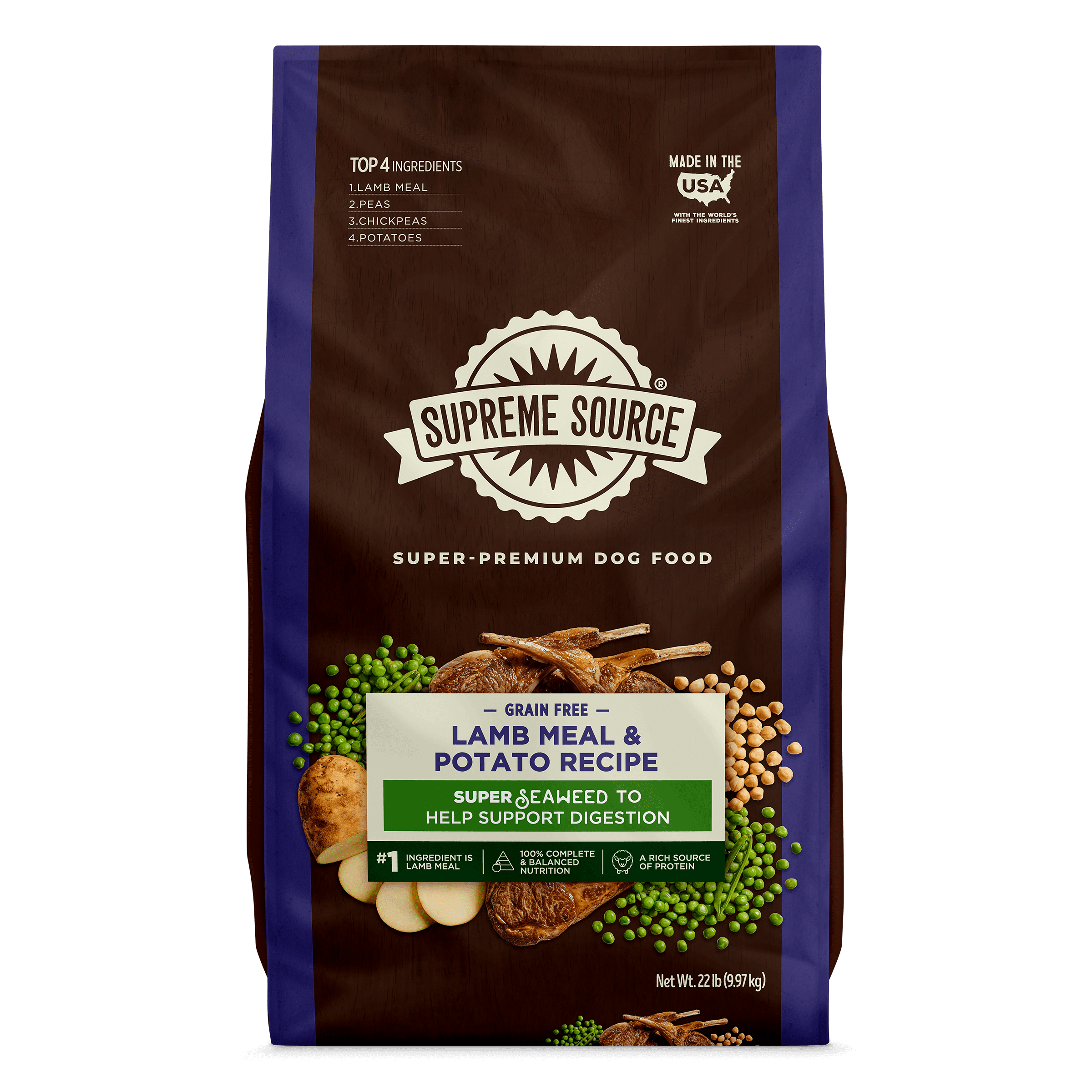 Supreme Source Grain-Free Lamb Meal & Potato Recipe Dry Dog Food, 22lb Bag