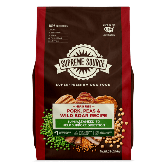 Supreme Source Grain-Free Pork, Peas & Wild Boar Recipe Dry Dog Food, 5lb Bag