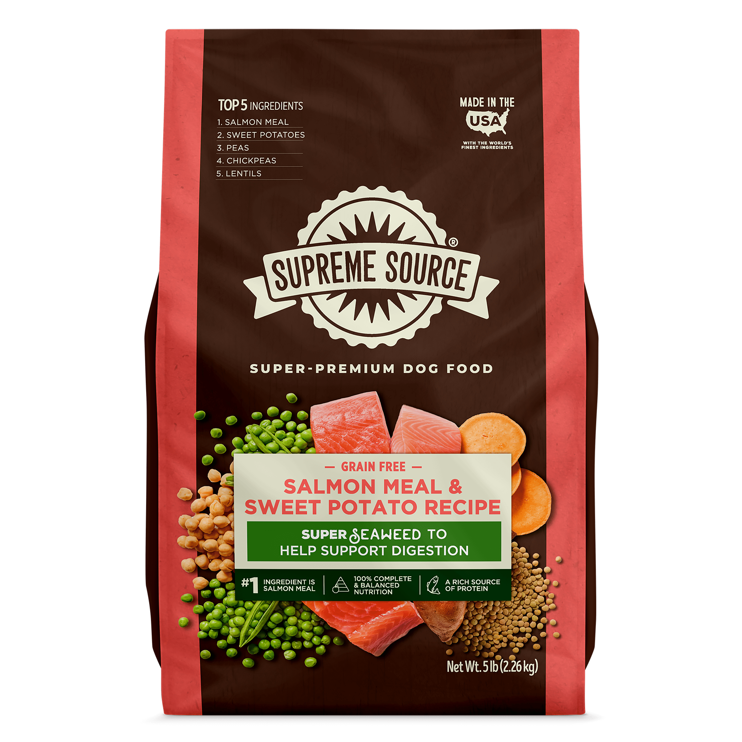 Supreme Source Grain-Free Salmon Meal & Sweet Potato Recipe Dry Dog Food, 5lb Bag