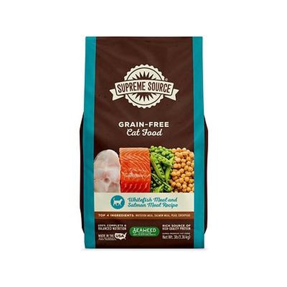 Supreme Source Grain Free Dry Cat Food, Whitefish Meal & Salmon Meal Recipe, 3 Pound Bag (Pack of 4)