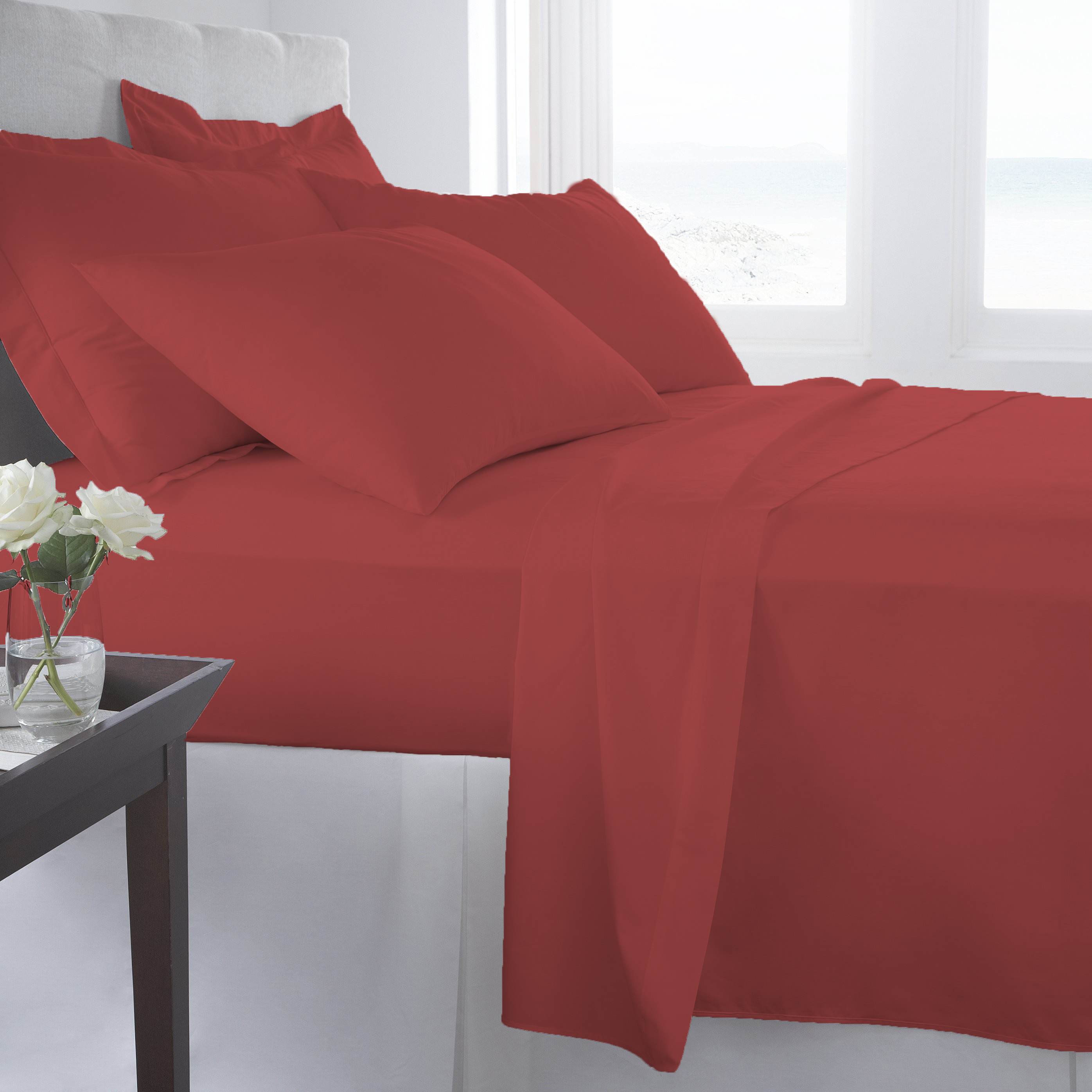 Supreme Super Soft 4 Piece Bed Sheet Set Deep Pocket Bedding - Full Size Maroon - image 1 of 2