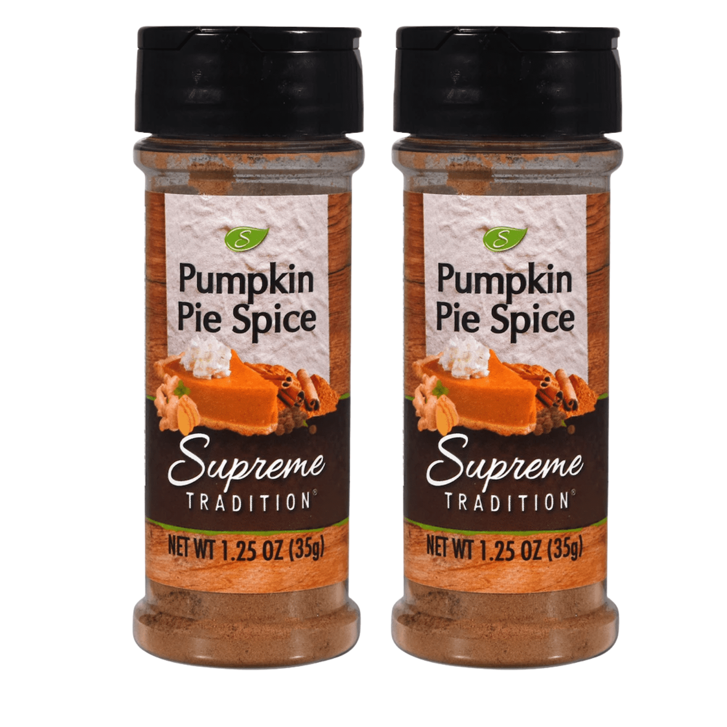 Supreme Tradition Pumpkin Pie Spice, Pumpkin Seasoning Powder Great for Sweet Potatoes, Apple Dishes Cookies Autumn Holiday Meals and Baked Goods 1.25-oz. Bottles Set of 2