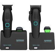 Supreme Trimmer 2-in-1 Recharge Hair Clipper & Beard Trimmer Combo | 7500 RPM, Removable Battery, Smart USB Charging Base | STC779 + ST777