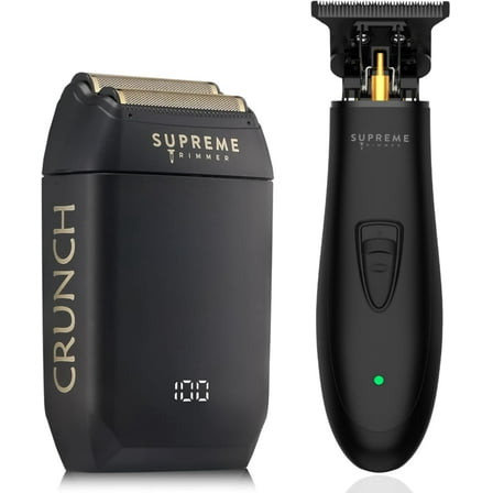 Supreme Trimmer 2-in-1 T-Shaper Trimmer & Crunch Foil Shaver | STF602 Electric Razor & ST5206 DLC Beard Trimmer Barber Haircut Kit | Black