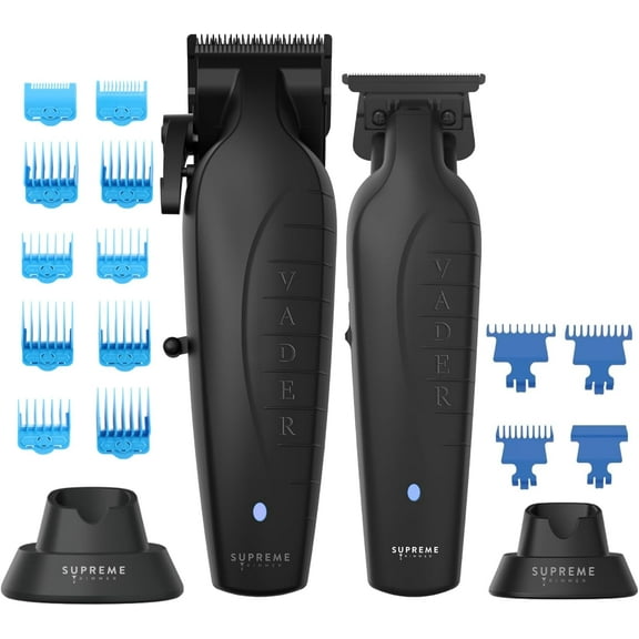 Supreme Trimmer 2-in-1 Vader Clipper & Trimmer Kit | Cordless Beard Trimmer ST3777 & Mens Clippers STC5098 Set for Barbers or Home | with DLC Coated Blades | Black