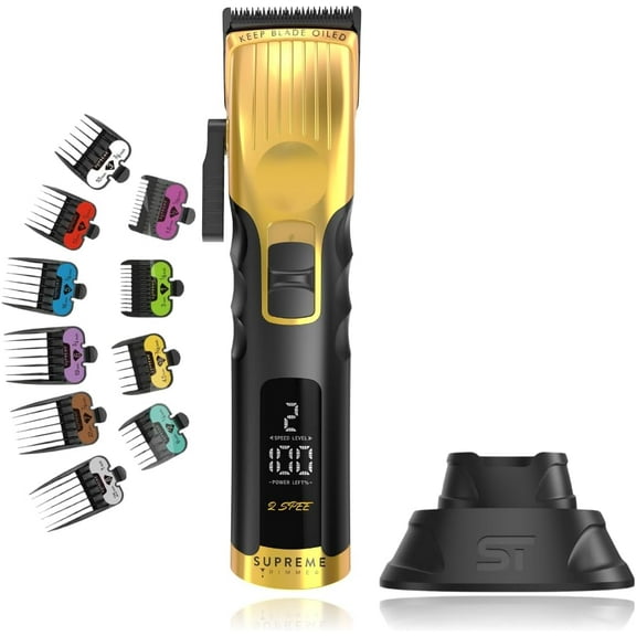 Supreme Trimmer 2Spee STC922 – Professional Cordless Hair Clipper with Removable Blade | 210 Min Runtime, 2-Speed Motor, Digital Display, Smooth Lever & Color Coded Guards