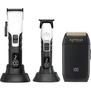 Supreme Trimmer 3-in-1 Barber Bundle | 2Spee Clipper, 2Spee Trimmer & Crunch Foil Shaver | Professional Beard Trimmer Men’s Hair Clipper Kit