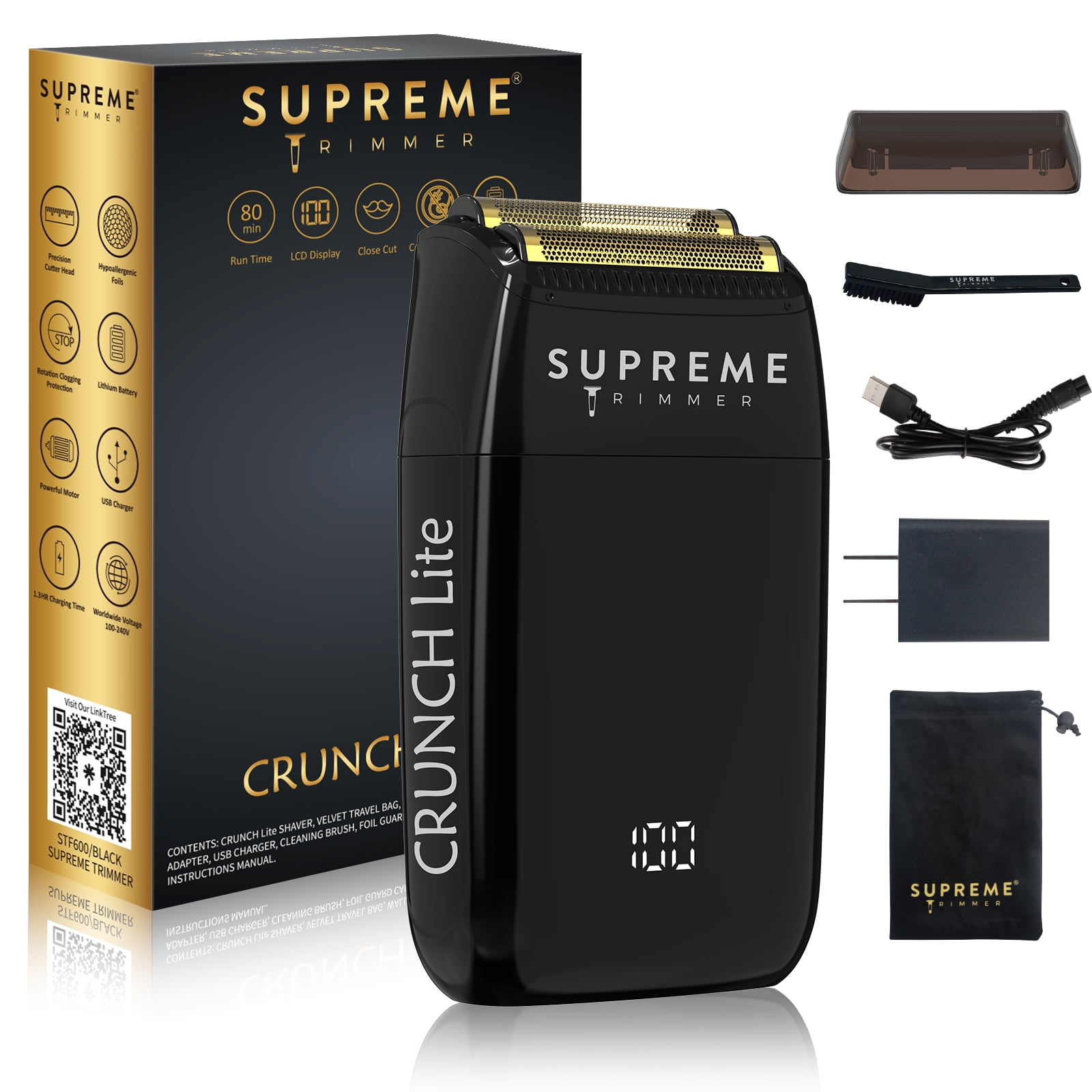 Supreme Trimmer Crunch Lite Foil Shaver STF600 60 Minute Runtime, Men