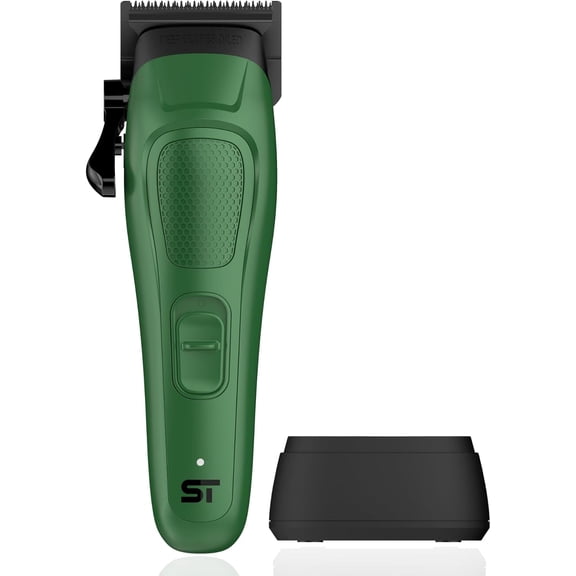 Supreme Trimmer Darkstar 82 Metal Body Clipper w. Magnetic Vector Motor | 180 Min Run Time, 9100 RPM Hair Clipper | Low Noise Professional Barber Clipper DLC Tade Blade | STC82 Green