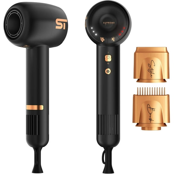 Supreme Trimmer Hair Dryer Negative Ion 110,000 RPM | Fast Drying & Low Noise Blow Dryer 1400W Brushless Motor | Magnetic Attachments, 3 Heat & 3 Speed Settings + Cool Shot | SHD347