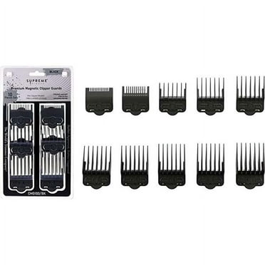 Supreme Trimmer Magnetic Guide Combs for Clippers | CMG100 Hair Clipper Guards, 10 Cutting Lengths | Black