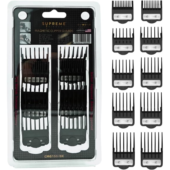 Supreme Trimmer Magnetic Guide Combs for Clippers | Hair Clipper Guards, 10 Cutting Lengths | CMG150