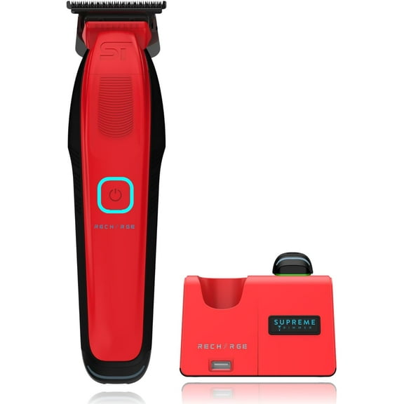 Supreme Trimmer Recharge ST777 – Professional Barber Trimmer with 2 Removable Batteries | 8000 RPM Motor, Zero Gap DLC Blades, Smart Charging Dock, USB-C Fast Charge