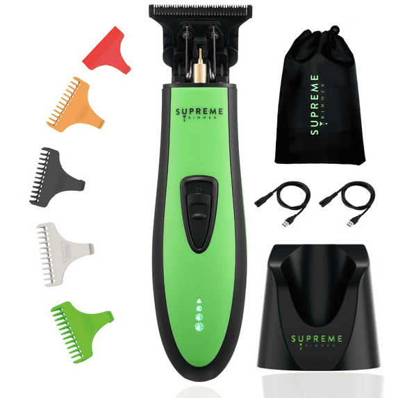 Supreme Trimmer T Shaper DLC Trimmer | 120 Min Run Time, Zero Gap Professional Barber Trimmer for Sensitive Skin, Kids & Elderly | Low Noise Cordless Beard Trimmer Liner | ST5215 Acid Green