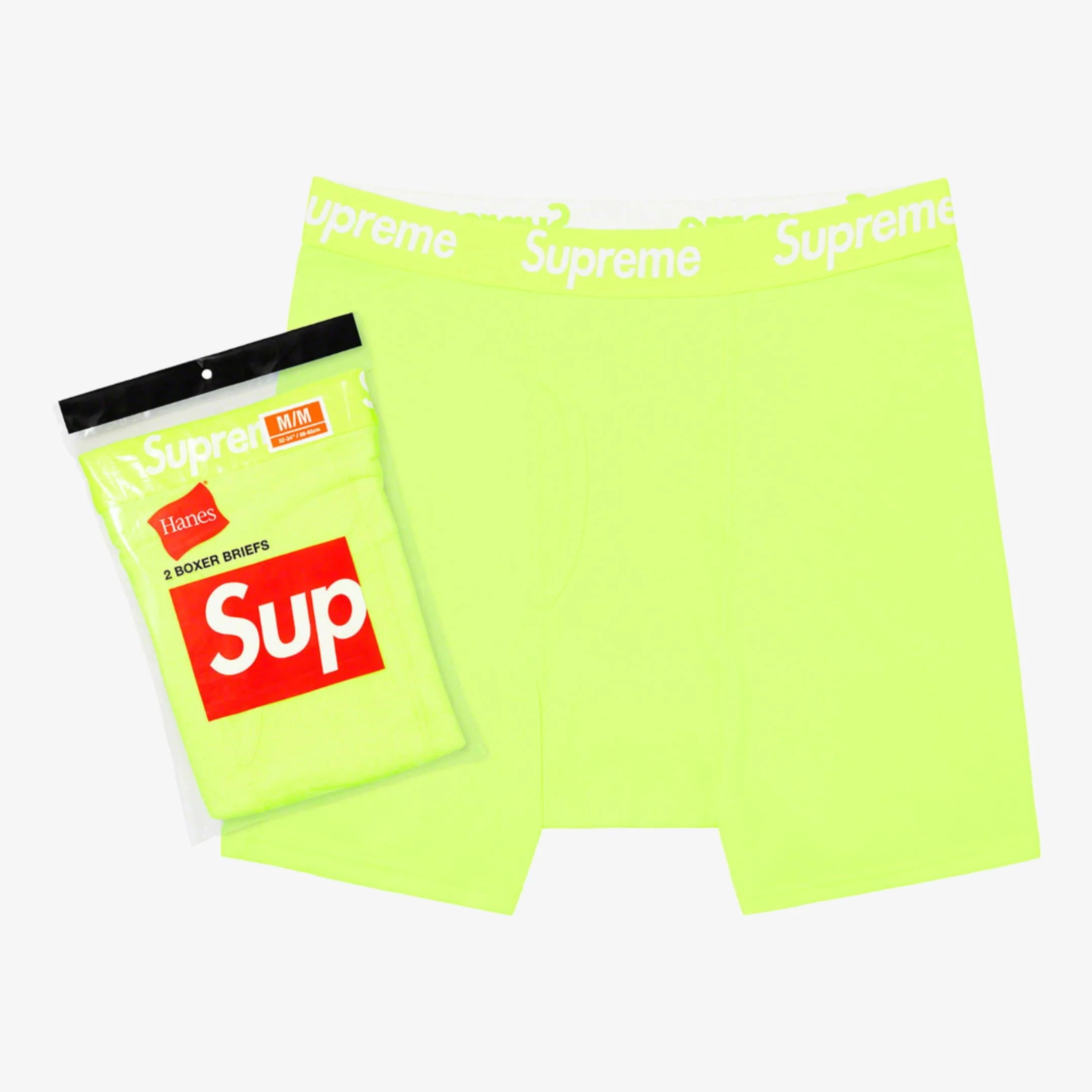 Supreme x Hanes Boxer Briefs (2 Pack) Fluorescent Yellow SS23