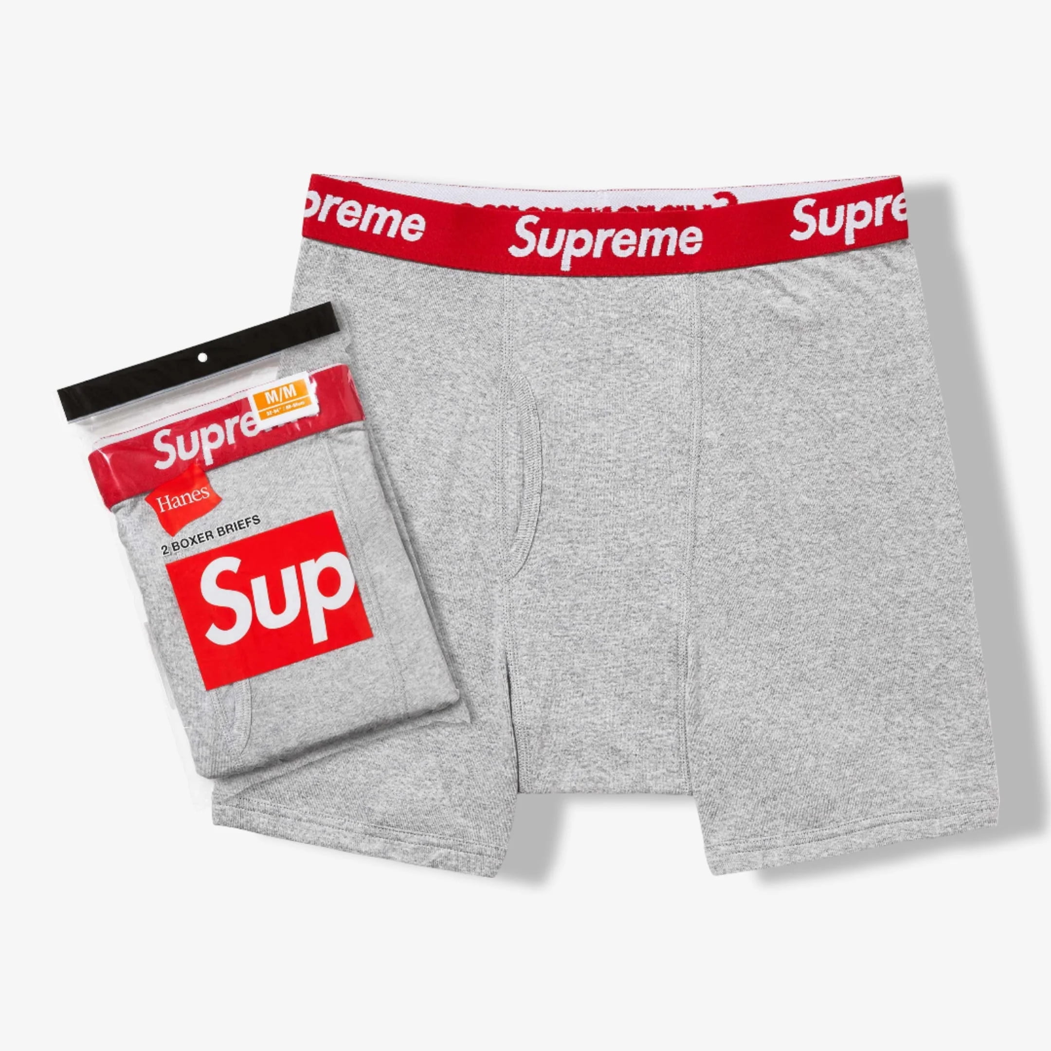 Supreme x Hanes Men's Boxer Briefs, Heather Grey (2 Pack) Supreme x Hanes Men's Boxer Briefs, Heather Grey (2 Pack)