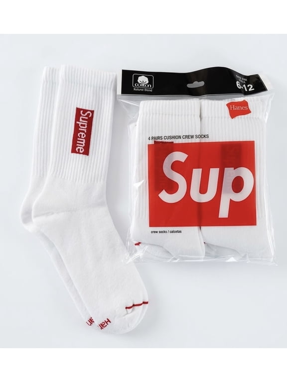 x Hanes Cushion Comfort Crew Socks 4 Pack White - OS