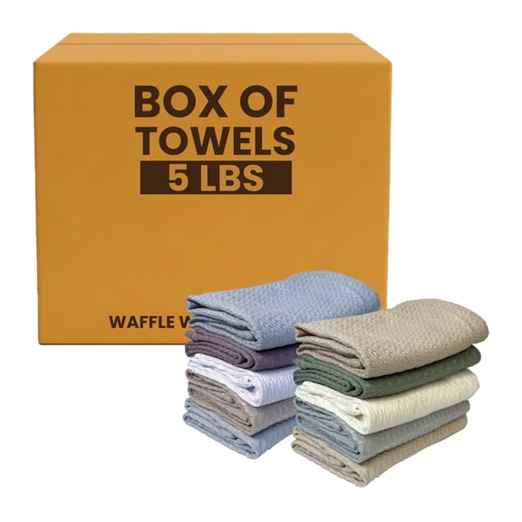 SupremePlus 100% Cotton Waffle Weave Kitchen Towels, 15 x 25 Inches, 5 lb Dish Towels Bulk Box, Ultra Soft, Super Absorbent, Quick-Dry & Reusable Dish Rags, Assorted Colors and Patterns