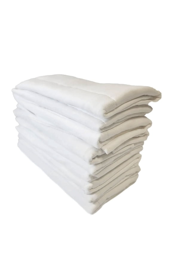14" x 21" Cotton 4-Ply Absorbent Reusable Prefold Cloth Diaper, White, 12 Pack