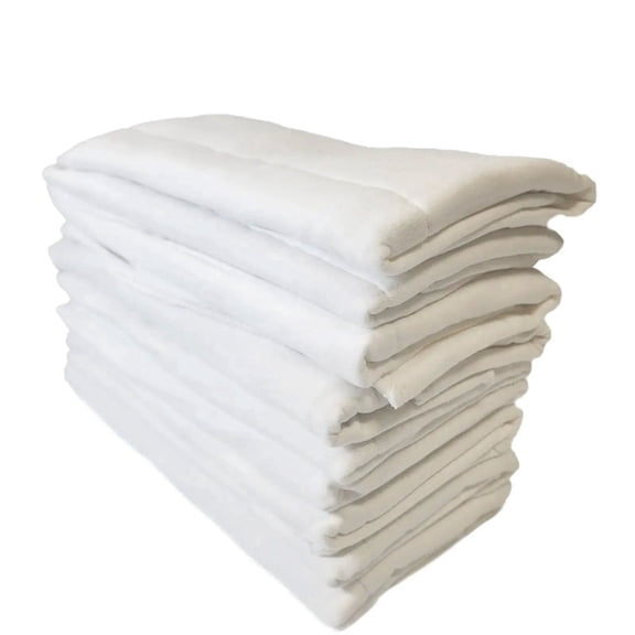 SupremePlus 14" x 21" Cotton 4-Ply Absorbent Reusable Prefold Cloth Diaper, White, 6 Pack