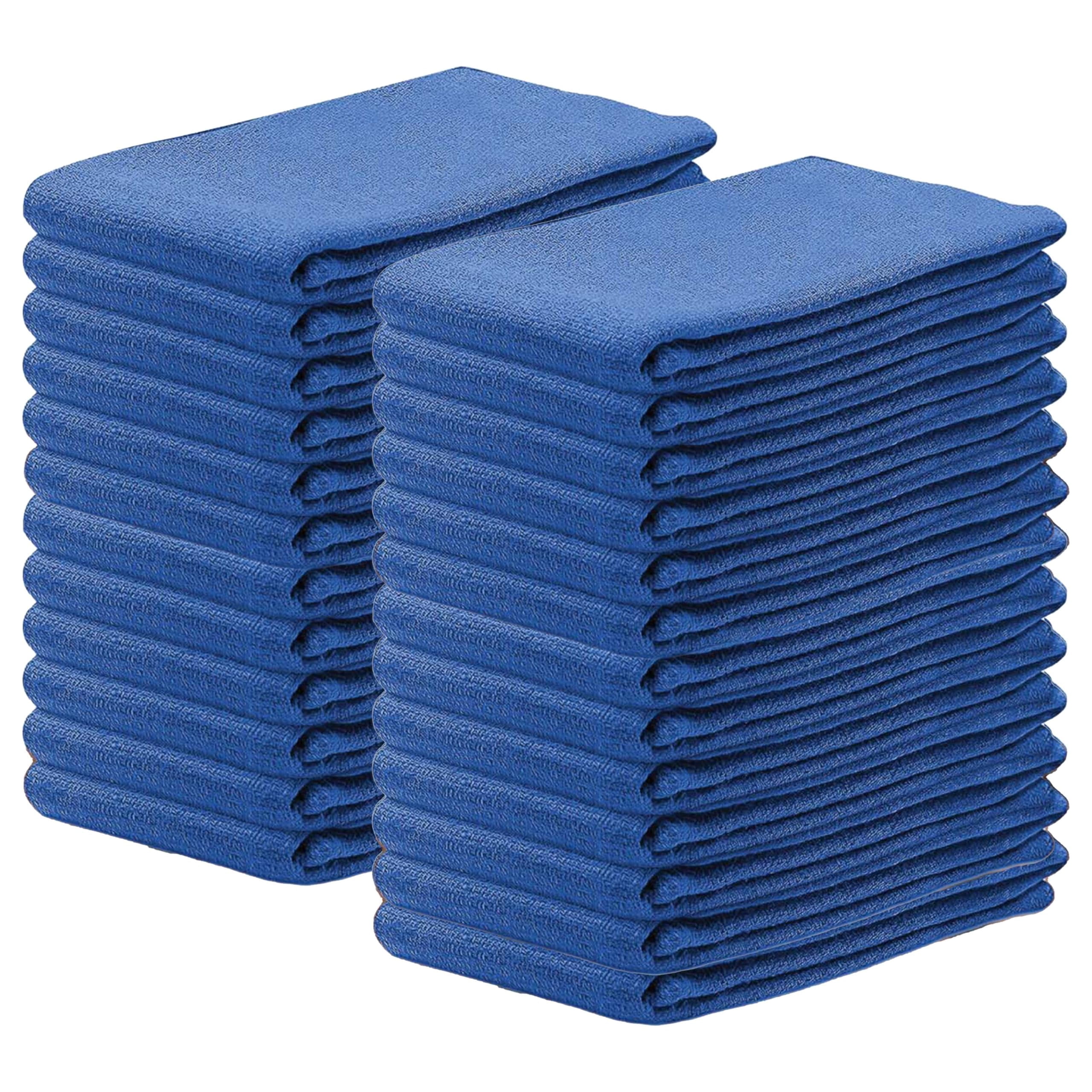 SupremePlus New Huck Cleaning Towels 15" x 25" Commercial Window Lint-Free All Purpose 100% Cotton Household Cleaning Cloths & Wipes, Blue, 25 Count