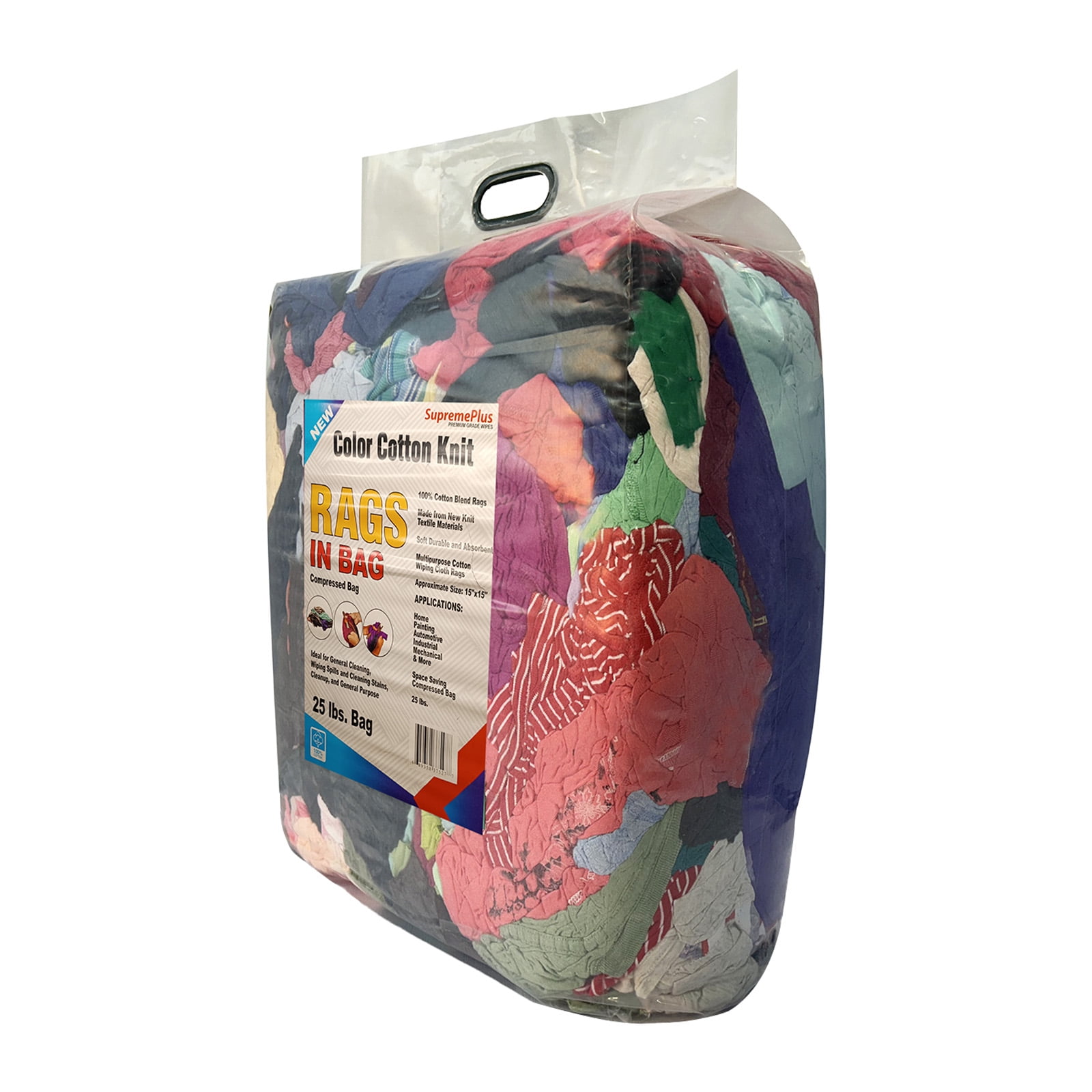 SupremePlus Color Knit Cleaning Cloths Rags 25 lbs. Bag All Purpose