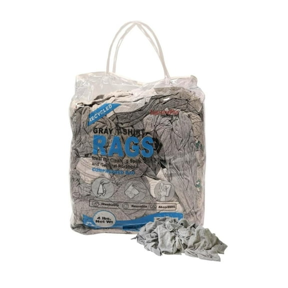 SupremePlus Color Knit Cleaning Rags 4 lbs Bag of Rags Commercial Household Reusable Multipurpose Cotton Dust Cloths, Gray, 36 Count